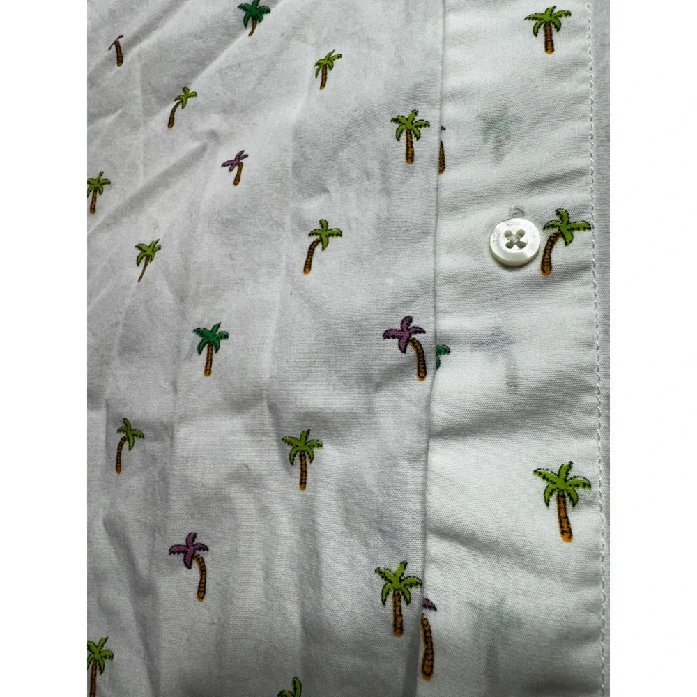 Scotch & Soda Mens White Embroidered Palm Tree Short Sleeve Button Down Shirt M - Picture 3 of 9